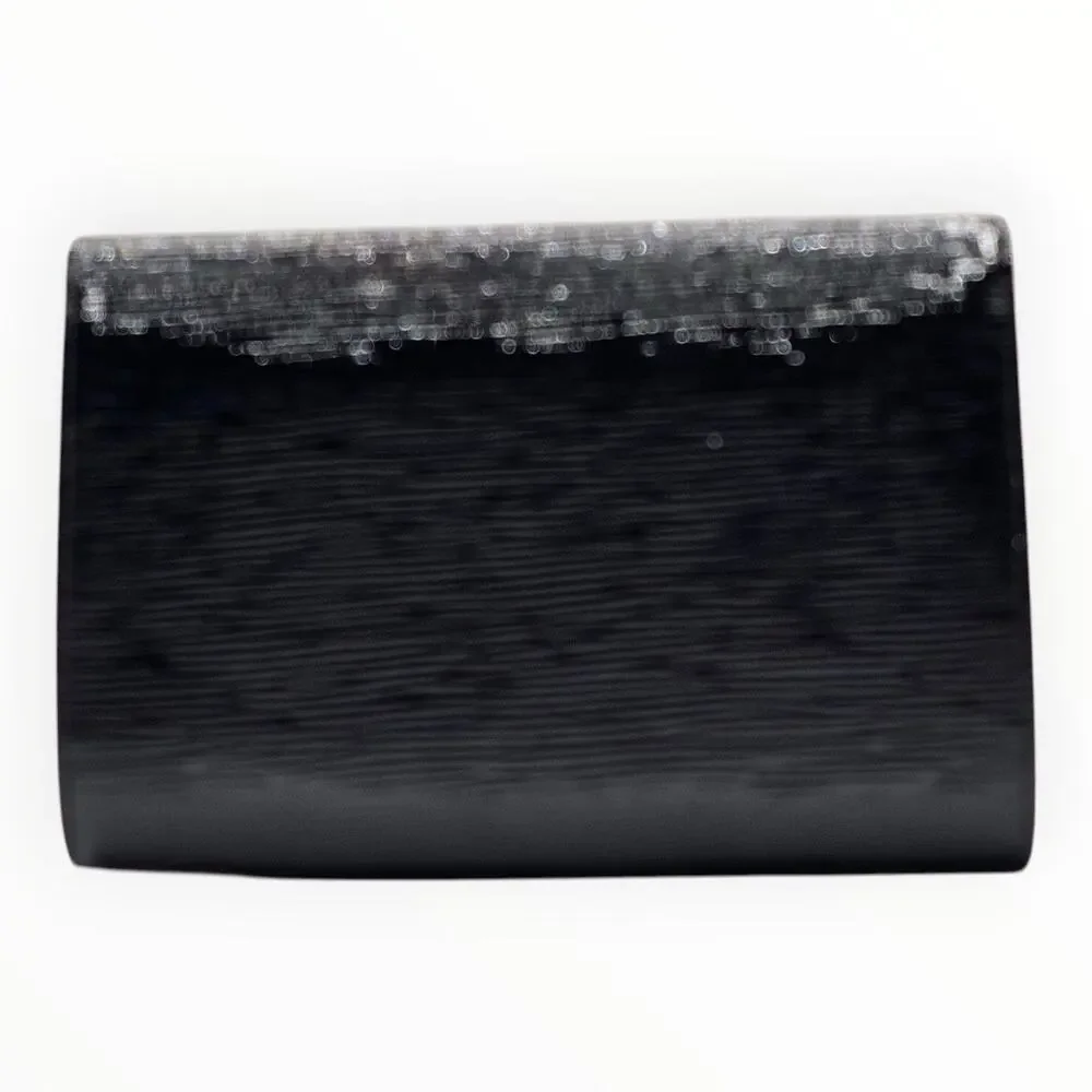 Louise MM Epi Electric Black Patent Leather Crossbody Clutch clean